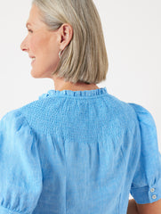 LINEN SMOCKED TOP | Talbots online