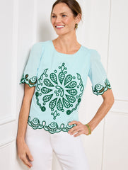EMBROIDERED TOP | Talbots for sale