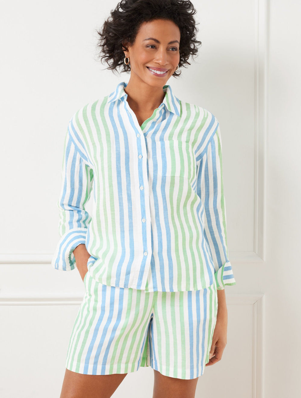 LINEN SHIRT - PLAYFUL STRIPE | Talbots for sale