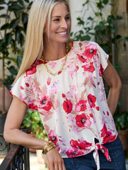 TIE HEM TOP - WATERCOLOR BOUQUETS | Talbots US