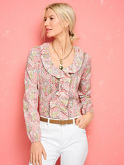 PINTUCK RUFFLE TOP - BRANCHING FLORAL | Talbots US