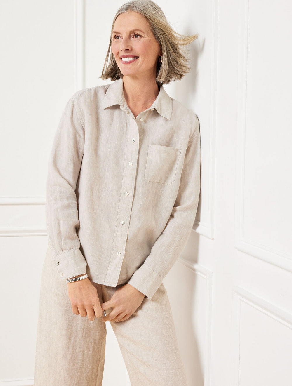 LINEN SHIRT - BEIGE | Talbots discount