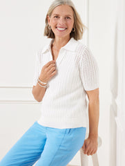 POINTELLE STITCH POLO SWEATER | Talbots online
