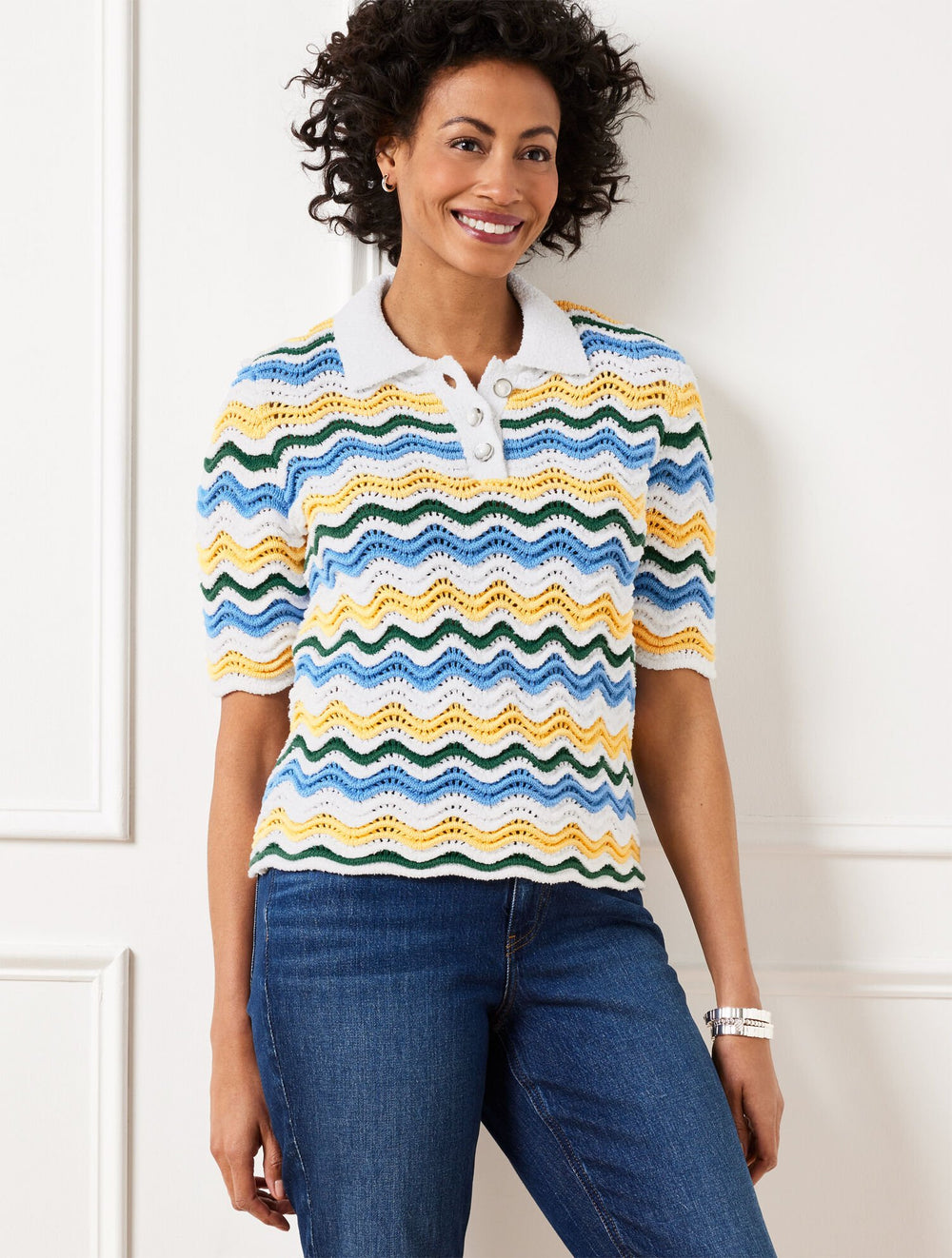 FLAME STITCH POLO SWEATER | Talbots outlet