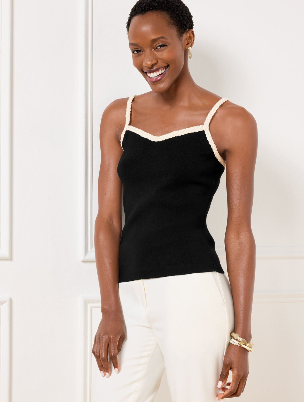 BRAIDED TRIM SWEATER SHELL | Talbots US