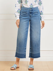 WIDE CROP RELEASED HEM JEANS - MATTITUCK WASH | Talbots discount