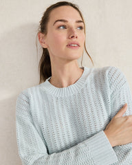 ORGANIC COTTON OPEN STITCH CREWNECK SWEATER | Talbots for sale