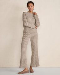 COTTON CASHMERE CABLE KNIT WIDE LEG PANTS | Talbots for sale