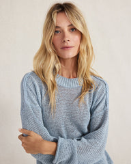 ORGANIC COTTON LINEN TAPE YARN CREWNECK SWEATER | Talbots sale