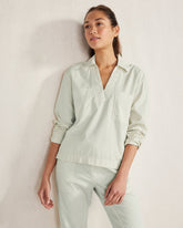 LIGHTWEIGHT TWILL COLLARED PULLOVER | Talbots sale