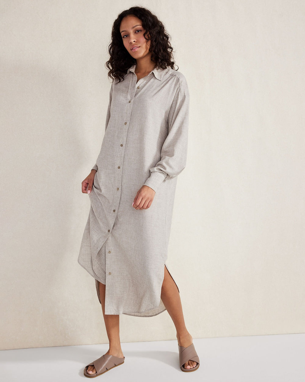DRAPEY WOOL BUTTON DOWN DRESS | Talbots discount