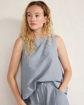 LINEN BLEND BATEAU NECK TOP | Talbots US