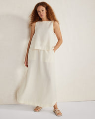 LINEN BLEND BATEAU NECK TOP | Talbots US