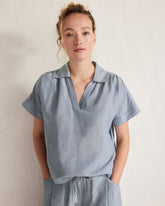 LINEN BLEND COLLARED SHIRT | Talbots discount