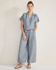 LINEN BLEND COLLARED SHIRT | Talbots on sale