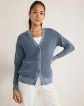 GARMENT-DYED ORGANIC COTTON SHAKER STITCH CARDIGAN | Talbots outlet