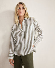 LINEN STRIPED BOXY SHIRT | Talbots US