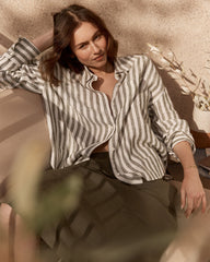 LINEN STRIPED BOXY SHIRT | Talbots discount
