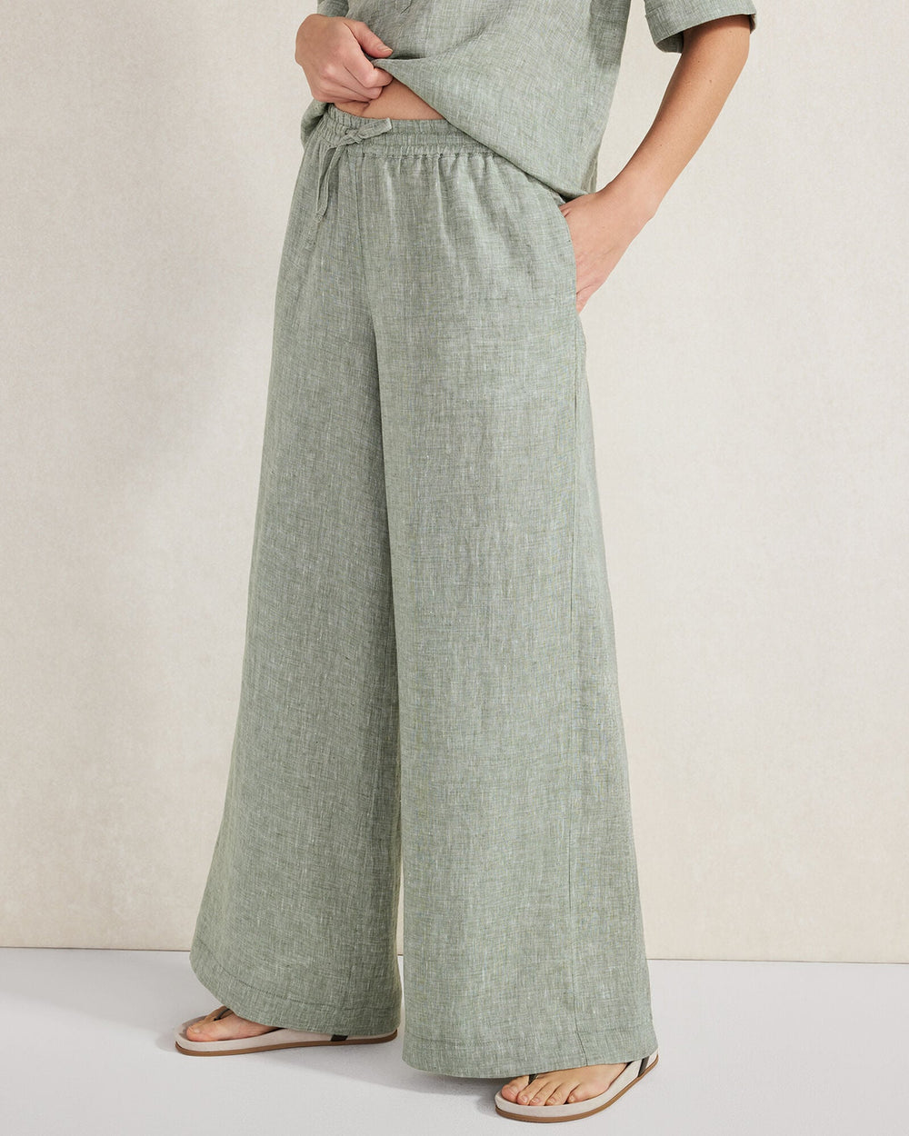LINEN WIDE LEG PANTS | Talbots for sale