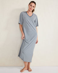 ORGANIC COTTON JERSEY TONAL STRIPE SLEEP DRESS | Talbots discount