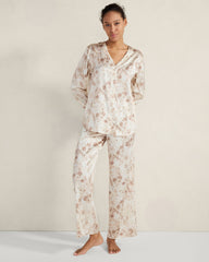 WASHABLE SILK V-NECK TRANQUIL FLORAL SLEEP TOP | Talbots discount