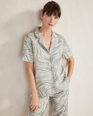ORGANIC COTTON LINEN WATERCOLOR PAJAMA SHIRT | Talbots sale