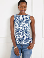 BATEAU NECK TANK - BICOLOR JACOBEAN | Talbots for sale