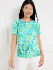 CREWNECK TEE - PAISLEY BLOOMS | Talbots online