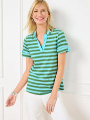 ROLL CUFF JOHNNY COLLAR PULLOVER | Talbots sale