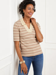 CROCHET TRIM POLO - STRIPE | Talbots US