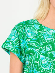 SMOCKED SHOULDER CREWNECK TEE - JACOBEAN FANTASIA | Talbots for sale