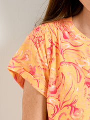 SMOCKED SHOULDER CREWNECK TEE - JACOBEAN FANTASIA | Talbots for sale