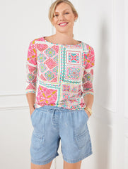 BATEAU NECK TEE - PAINTERLY TILES | Talbots on sale