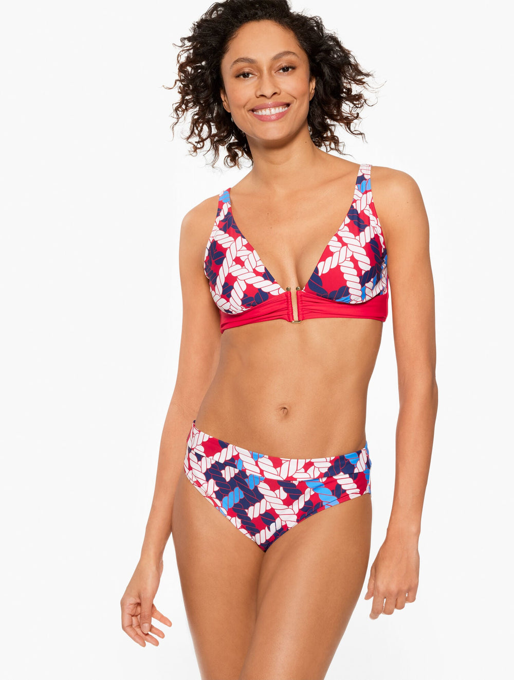 AQUA CLUB V-NECK BIKINI TOP - NAUTICAL VIBES | Talbots for sale