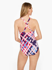 AQUA CLUB SCOOP NECK ONE-PIECE SWIMSUIT - NAUTICAL VIBES | Talbots discount