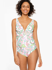 AQUA CLUB V-NECK TANKINI - ISLAND PAISLEY | Talbots discount