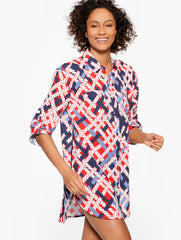 AQUA CLUB GAUZE SHIRT COVER-UP - NAUTICAL VIBES | Talbots outlet