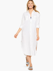 AQUA CLUB GAUZE LONG SHIRT COVER-UP | Talbots US