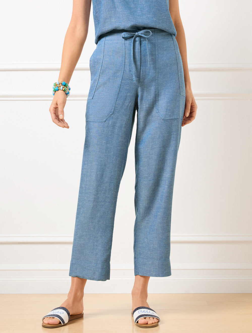 STRAIGHT CROP DRAWSTRING PANTS | Talbots for sale