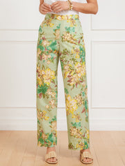 WIDE LEG WASHED LINEN PANTS - DYNAMIC FLORAL | Talbots on sale