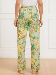 WIDE LEG WASHED LINEN PANTS - DYNAMIC FLORAL | Talbots on sale