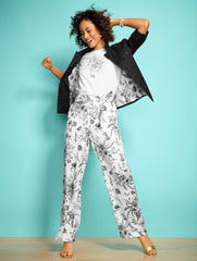 WIDE LEG PULL-ON PANTS - PETAL POETRY | Talbots outlet