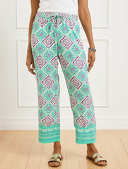 STRAIGHT ANKLE PULL-ON PANTS - MONACO TILES | Talbots online