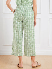 WIDE CROP WASHED LINEN PANTS - PRETTY MEDALLION | Talbots outlet