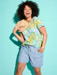 FLOWY TIE WAIST PULL-ON SHORTS - ANGELA WASH | Talbots discount