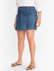 PLUS EXCLUSIVE SUMMERWEIGHT DENIM SKORT - ALESSIA WASH | Talbots US