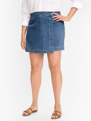 PLUS EXCLUSIVE SUMMERWEIGHT DENIM SKORT - ALESSIA WASH | Talbots near me