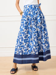 PIPER PLEATED PATIO MAXI SKIRT - FLORAL PALMS | Talbots sale