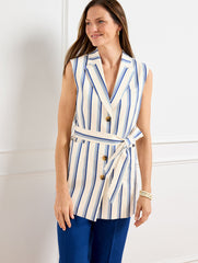 BELTED VEST - BEACH STRIPE | Talbots online