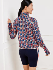 PERFORMANCE INTERLOCK HALF-ZIP PULLOVER - PINWHEEL GEO | Talbots near me